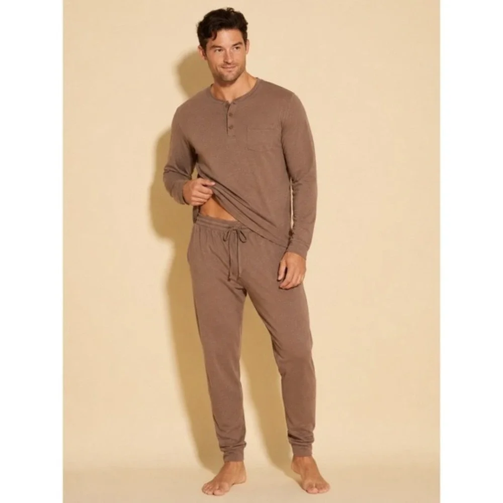 Cosabella Men's Henley & Jogger Pajama Set Pima Cotton Modal Soft Lounge Set L